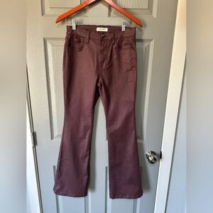 VIBRANT MIU PANTS SIZE 9 / W28 Coated Jeans Pants Flare COLOR  Burgundy EUC